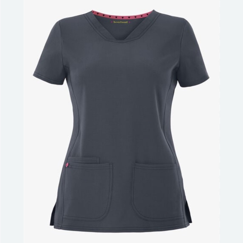 Heart soul Break On Through Women's 3-Pocket V-Neck Scrub Top. Size Medium Black